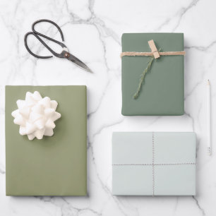 Minimalistisches Olive Sage Grün Schlichte Solid C Geschenkpapier Set