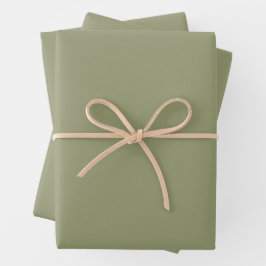 Minimalistisches Olive Sage Grün Schlichte Solid C Geschenkpapier Set