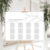 Minimalistisches Olivenblatt Hochzeit 12 Tafelsitz Poster