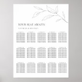 Minimalistisches Olivenblatt Hochzeit 15 Tafelsitz Poster (Vorne)