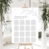 Minimalistisches Olivenblatt Hochzeit 16 Tafelsitz Poster