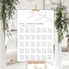 Minimalistisches Olivenblatt Hochzeit 30 Tafelsitz Poster