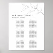 Minimalistisches Olivenblatt Hochzeit 6 Tafelsitze Poster (Vorne)