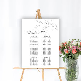 Minimalistisches Olivenblatt Hochzeit 6 Tafelsitze Poster