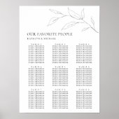 Minimalistisches Olivenblatt Hochzeit 9 Tischplätz Poster (Vorne)