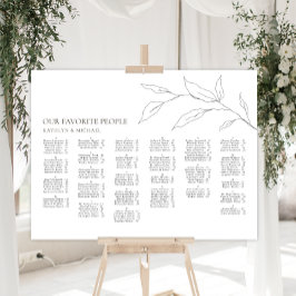 Minimalistisches Olivenblatt Hochzeit Alphabetisch Poster