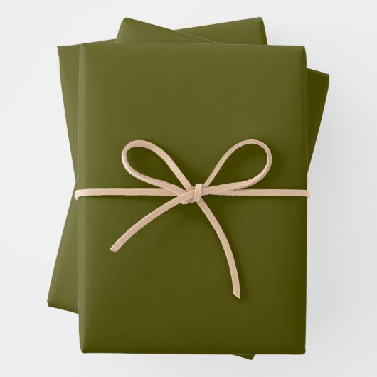 Minimalistisches Olivenmoor grün schlicht elegant Geschenkpapier Set (Beispiel)