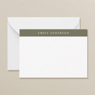 Minimalistisches Olivgrün Elegantes Monogramm Mitteilungskarte