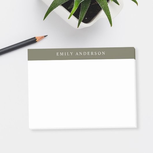 Minimalistisches Olivgrün Elegantes Monogramm Post-it Klebezettel