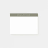 Minimalistisches Olivgrün Elegantes Monogramm Post-it Klebezettel (Vorderseite)
