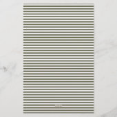 Minimalistisches olivgrün gestreiftes Monogramm Briefpapier (Rückseite)