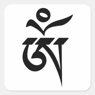 Minimalistisches Om Tibetanisches Symbol Meditatio Quadratischer Aufkleber