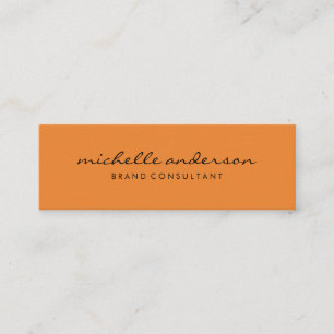 Minimalistisches Orange mit kursivem Text Mini Visitenkarte