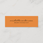 Minimalistisches Orange mit kursivem Text Mini Visitenkarte (Vorderseite)