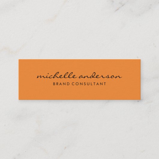 Minimalistisches Orange mit kursivem Text Mini Visitenkarte (Vorderseite)