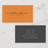 Minimalistisches Orange mit kursivem Text Visitenkarte (Vorne/Hinten)