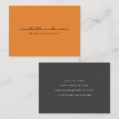 Minimalistisches Orange mit kursivem Text Visitenkarte (Vorne/Hinten)