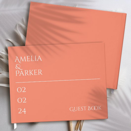 Minimalistisches Orange Wedding Gästebuch