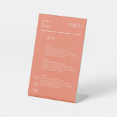 Minimalistisches Orange Wedding Menu Sockelschild (Vorderseite)