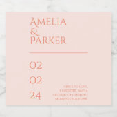 Minimalistisches Orange Wedding Sparkling Weinlabe Schaumweinetikett (Einzelnes Label)