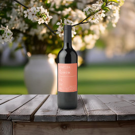 Minimalistisches Orange Wedding Wine Label Weinetikett