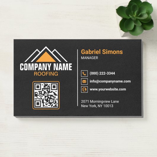 Minimalistisches oranges Dachdecker-QR-Code-Gebäud Post-it Klebezettel (Büro)