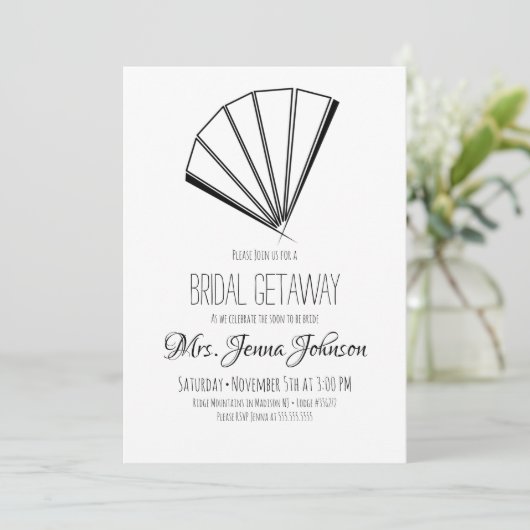 Minimalistisches orientalisches japanisches Fan-Br Einladung (Stehend Vorderseite)