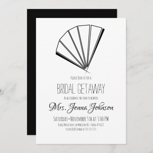 Minimalistisches orientalisches japanisches Fan-Br Einladung (Vorne/Hinten)