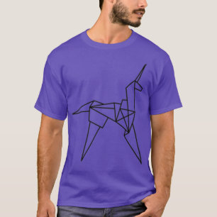 Minimalistisches Origami-Einhorn auf Weiß T-Shirt