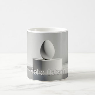 Minimalistisches Osterei auf modernem Podest Kaffeetasse