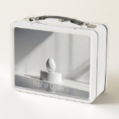 Minimalistisches Osterei auf modernem Podest Metall Brotdose (Rückseite)