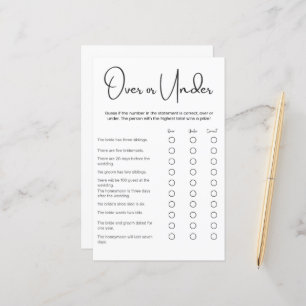 Minimalistisches Over oder Under Brautparty Game
