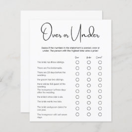Minimalistisches Over oder Under Brautparty Game