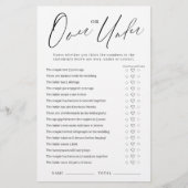 Minimalistisches Over-oder Under-Brautparty-Spiel (Vorderseite)