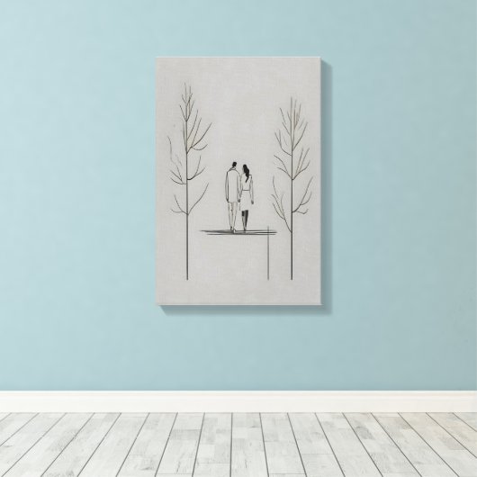 Minimalistisches Paar Moderne Kunst Leinwanddruck (Insitu (Holzboden))