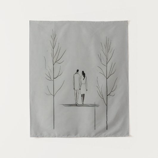 Minimalistisches Paar Moderne Kunst Wandteppich (Vorderseite)