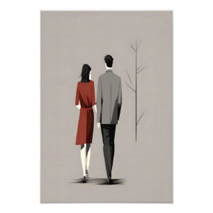 Minimalistisches Paar Wandern und moderne Kunst Fotodruck