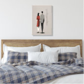 Minimalistisches Paar Wandern und moderne Kunst Leinwanddruck (Insitu (Schlafzimmer))