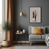 Minimalistisches Paar Wandern und moderne Kunst Poster