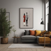 Minimalistisches Paar Wandern und moderne Kunst Poster