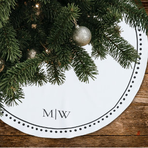 Minimalistisches Paarmogramm Weißes Ferien Polyester Weihnachtsbaumdecke