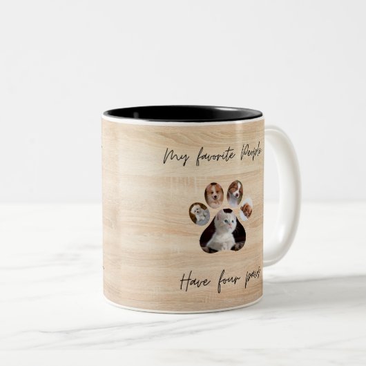 Minimalistisches Pad Print Typografy Pet Foto Zweifarbige Tasse (VorderseiteRechts)