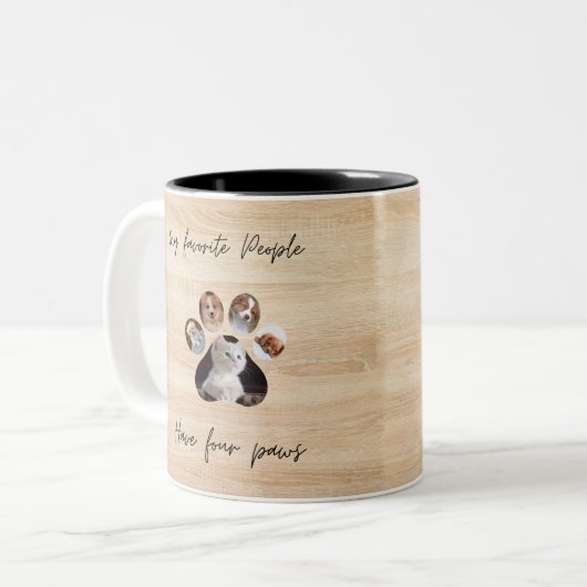 Minimalistisches Pad Print Typografy Pet Foto Zweifarbige Tasse (Vorderseite Links)