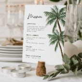 Minimalistisches Palmenbäume Hochzeitsmenü Einladung