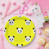 Minimalistisches Panda-Muster - Gelb Pappteller (Party)