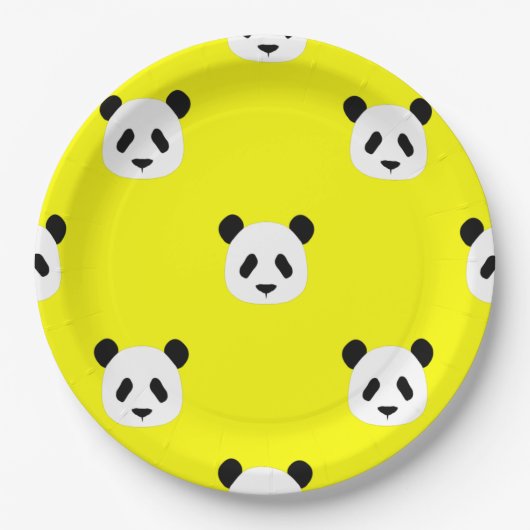 Minimalistisches Panda-Muster - Gelb Pappteller (Vorderseite)