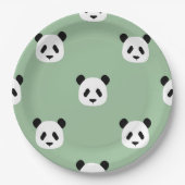 Minimalistisches Panda-Muster - Sage Green Pappteller (Vorderseite)