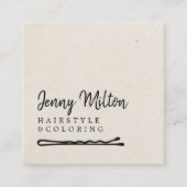 Minimalistisches Papier Beige Dunkle graue Haare B Quadratische Visitenkarte (Vorderseite)