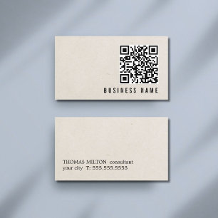 Minimalistisches Papierstruktur-QR-Code-Bold-Berat Visitenkarte