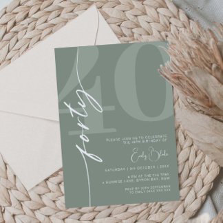 Minimalistisches Party 40. Geburtstag Einladung